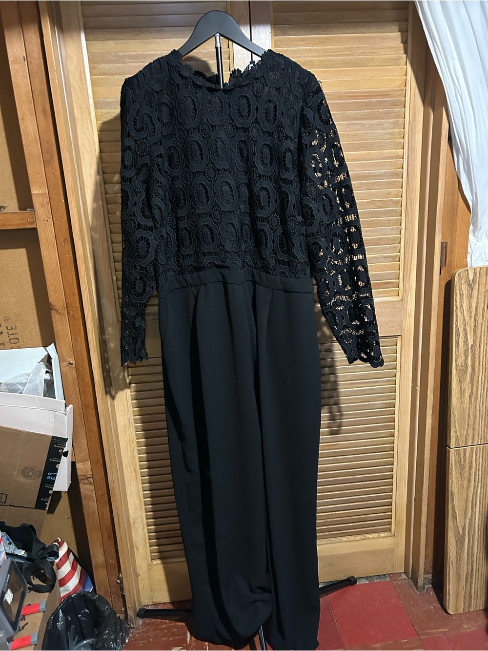 Eloquii Black Lace Sleeve Wide-Leg Jumpsuit size 22